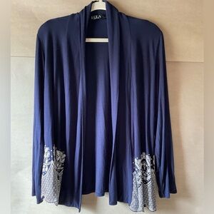 ECLA open front cardigan. Navy. Size L.